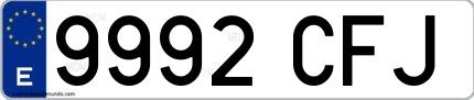 Ejemplo de matrícula española 9992 CFJ