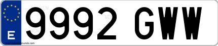 Ejemplo de matrícula española 9992 GWW