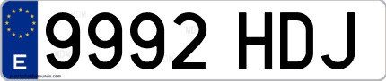 Ejemplo de matrícula de coche ordinaria 9992 HDJ