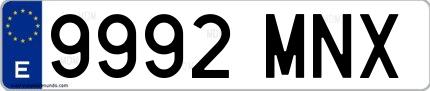 Ejemplo de matrícula española 9992 MNX