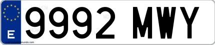 Ejemplo de matrícula española 9992 MWY