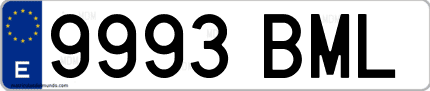 Ejemplo de matrícula de coche ordinaria 9993 BML