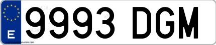 Ejemplo de matrícula española 9993 DGM