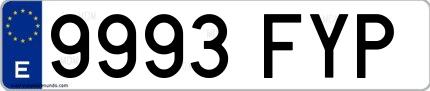 Ejemplo de matrícula española 9993 FYP