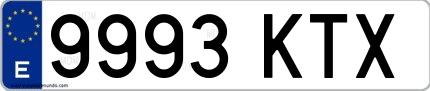 Ejemplo de matrícula española 9993 KTX