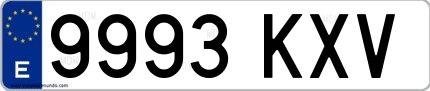 Ejemplo de matrícula española 9993 KXV
