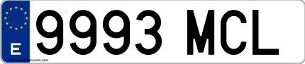 Ejemplo de matrícula española 9993 MCL