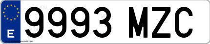 Ejemplo de matrícula española 9993 MZC