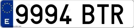 Ejemplo de matrícula española 9994 BTR