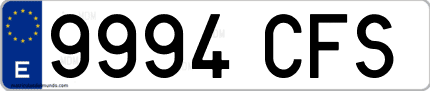 Ejemplo de matrícula de coche ordinaria 9994 CFS