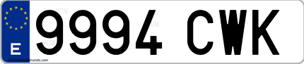 Ejemplo de matrícula de coche ordinaria 9994 CWK