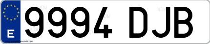 Ejemplo de matrícula española 9994 DJB