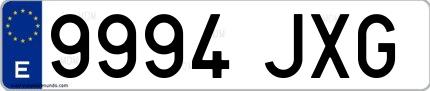 Ejemplo de matrícula española 9994 JXG
