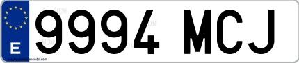 Ejemplo de matrícula española 9994 MCJ