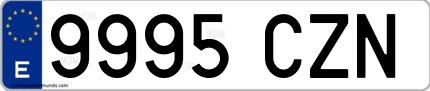 Ejemplo de matrícula española 9995 CZN