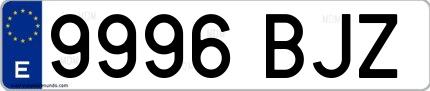 Ejemplo de matrícula española 9996 BJZ