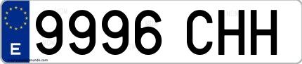Ejemplo de matrícula española 9996 CHH