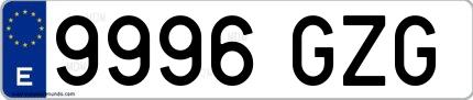 Ejemplo de matrícula española 9996 GZG