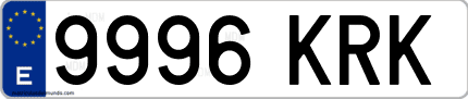 Ejemplo de matrícula de coche ordinaria 9996 KRK