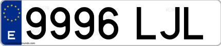 Ejemplo de matrícula de coche ordinaria 9996 LJL