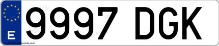 Ejemplo de matrícula española 9997 DGK