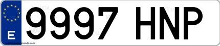 Ejemplo de matrícula española 9997 HNP