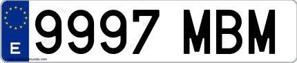 Ejemplo de matrícula española 9997 MBM