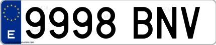 Ejemplo de matrícula española 9998 BNV