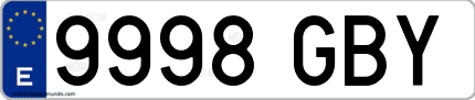 Ejemplo de matrícula de coche ordinaria 9998 GBY