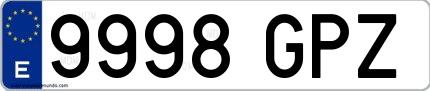 Ejemplo de matrícula española 9998 GPZ