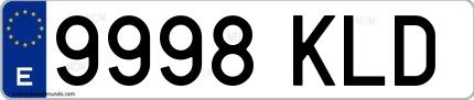 Ejemplo de matrícula española 9998 KLD