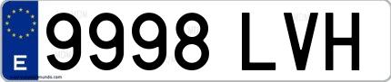 Ejemplo de matrícula española 9998 LVH