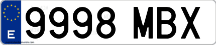 Ejemplo de matrícula de coche ordinaria 9998 MBX