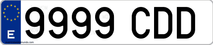 Ejemplo de matrícula de coche ordinaria 9999 CDD