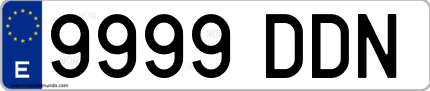 Ejemplo de matrícula de coche ordinaria 9999 DDN