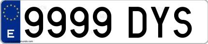 Ejemplo de matrícula española 9999 DYS
