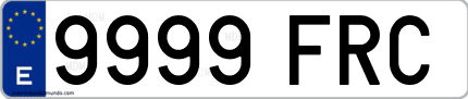 Ejemplo de matrícula de coche ordinaria 9999 FRC
