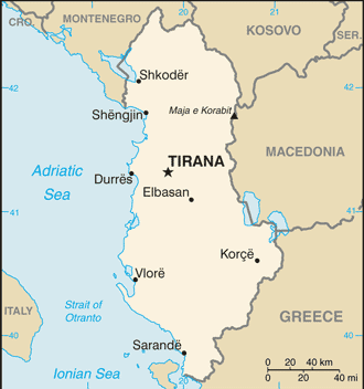Mapa de Albania político actualizado