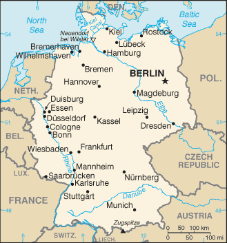 Updated political map of Germany
