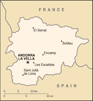 Updated political map of Andorra