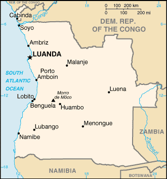 Mapa de Angola político actualizado