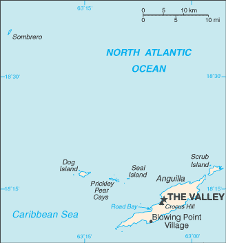 Mapa de Anguilla político actualizado
