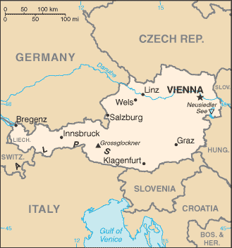 Mapa de Austria político actualizado