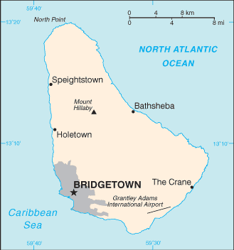 Mapa de Barbados político actualizado