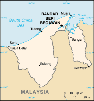 Mapa de Brunei político actualizado
