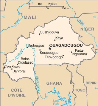 Mapa de Burkina Faso político actualizado
