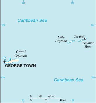 Mapa de Islas Caimán político actualizado