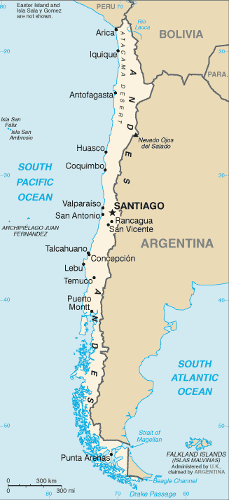 Mapa de Chile político actualizado