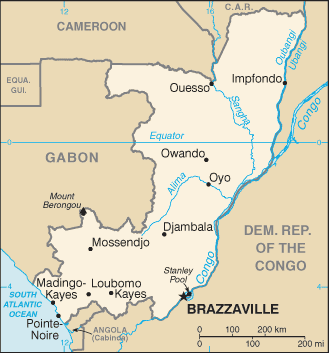 Mapa de República del Congo político actualizado