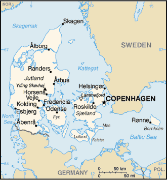 Mapa de Dinamarca político actualizado